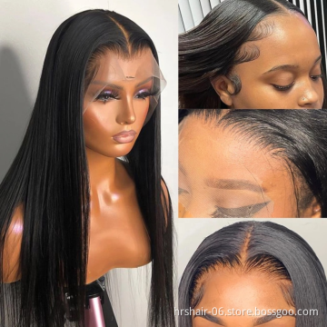 Straight Wave Full Cuticle Aligned Unprocessed Indian 13*4 Lace Frontal Human Hair Wigs 100% human wig